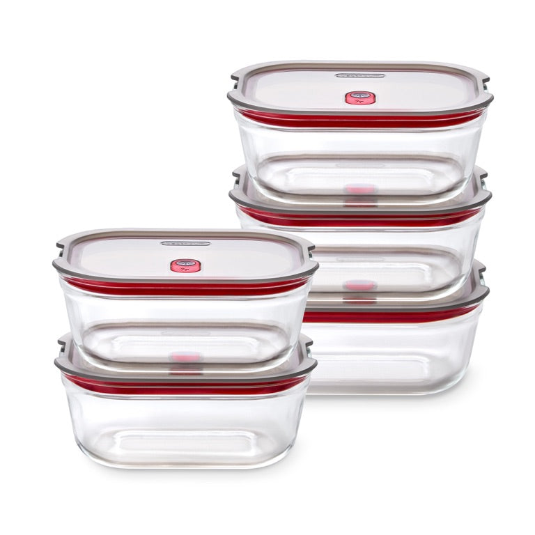 Black+Blum Glazen bewaardoos set middelgroot - maaltijdvoorbereiding - set van 5